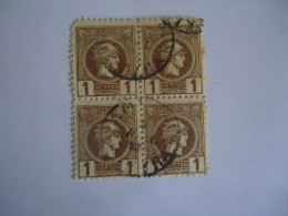 GREECE USED STAMPS BLOCK OF 4 SMALL HEAD   POSTMARK - Usati