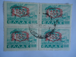 GREECE USED STAMPS 1946 OVERPRINT   BLOCK OF 4 POSTMARK - Used Stamps