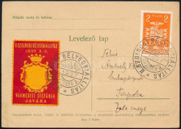 1937 II. Szolnoki Bélyegkiállítás Levélzáró Futott Levelezőlapon / Postcard With Label - Andere & Zonder Classificatie