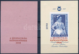 ** 1998/26 Népviselet Ajándék Emlékív Felülnyomattal + A Felülnyomás Próbanyomata (7.000) - Autres & Non Classés