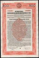 Ausztria 1930. "Az Osztrák Köztársaság Nemzetközi Szövetségi Kölcsöne" 7%-os Kötvénye 500Sch-ről Bélyegzésekkel, Szelvén - Non Classés