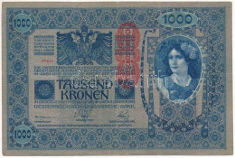 Ausztria 1902. 1000K "27841", Piros "Deutschösterreich" Felülbélyegzéssel, Mindkét Oldal Német T:III  Austria 1902. 1000 - Non Classificati