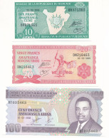 Burundi 2005. 10Fr + 20Fr + 100Fr T:UNC  Burundi 2005. 10 Francs + 20 Francs + 100 Francs C:UNC - Non Classificati