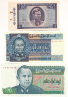 Mianmar / Burma 1965. 1K A Kötegelés Jellegéből Származó Lyukakkal és Rozsdafoltokkal + 1973. 5K + 1986. 15K T:UNC,AU  M - Non Classés