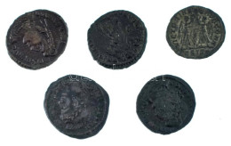 Római Birodalom 5db-os Bronz érmetétel, Közte I. Constantius, I. Valentinianus T:XF,VF Roman Empire 5pcs Bronze Coin Lot - Zonder Classificatie