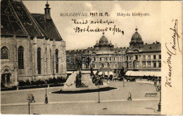 T2/T3 1904 Kolozsvár, Cluj; Mátyás Király Tér és Szobor, Státus Paloták / Square, Monument, Statue, Palaces (EK) - Non Classés