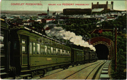 T2/T3 1908 Pozsony, Pressburg, Bratislava; Vasúti Alagút, Vonat, Gőzmozdony, Vár. Verlag "Bediene Dich Allein" / Railway - Unclassified