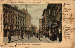 * T3 1905 Brno, Brünn; Grosser Platz Gegen Ferdinandsgasse / Square, Street View, Shops (EB) - Zonder Classificatie