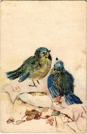 T4 1906 Cinegék. Kézzel Festett / Tit Birds - Hand Painted (12,5 X 8 Cm) (non PC) (vágott / Cut) - Zonder Classificatie