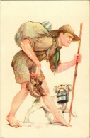 ** T2 A Cserkész Takarékos. A Magyar Cserkészszövetség Kiadása / Hungarian Boy Scout Art Postcard S: Márton L. - Zonder Classificatie