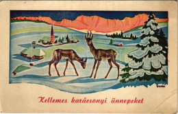 T3 1941 Kellemes Karácsonyi ünnepeket! / Christmas Greeting Art Postcard With Deer S: Gyulai (EB) - Zonder Classificatie