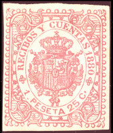 ESPAGNE / ESPANA - COLONIAS (Cuba) 1880 Sello Fiscal "RECIBOS Y CUENTAS" 1,25 Pta Rosa Oscuro - Nuevo* - Cuba (1874-1898)