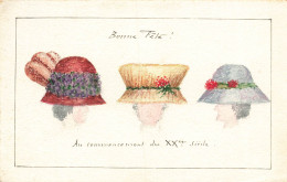 Coiffes Chapeaux Hats * Mode * RARE CPA Illustrateur Peinte à La Main Unique ! * 1909 * Chapeau Hat - Mode
