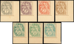 (*) FRANCE - Poste - 107/11 + 111b/c, 7 Valeurs, Tirage Sur Bristol Avec Dentelure Figurée, Cdf: Type Blanc (Spink) - Ungebraucht