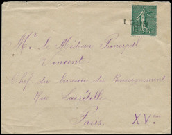 LET FRANCE - Poste - 130, Sur Enveloppe, Griffe De Fortune Noire 1 Ligne "LOOS" (1918) - 1877-1920: Semi-Moderne