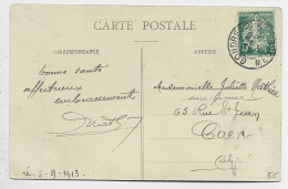 SEMEUSE 5C GRAND PERFORATION   PERFORE G CARTE  SAINT MIHIEL SANS ENTETE GONDRECOURT MEUSE 1913 - Covers & Documents