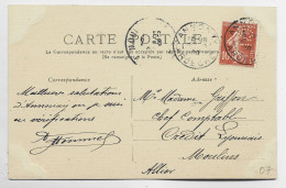 SEMEUSE 10C  PERFORE C.L  CARTE SANS ENTETE ANNONAY ARDECHE 1908 - Covers & Documents