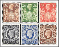 KGVI High-Value Set Of 6 Stamps To £1 SG476-478c Mounted Mint - Ungebraucht