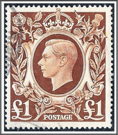 KGVI 1939-48 £1 Brown SG478b Fine Used - Gebraucht