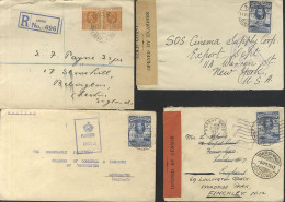 1928 Crested Crown Colony Envelope + P.O Wax Seal Reg Accra To UK, Franked 2½d (pair) SG.90, 1942 Covers (3) Ex Axim, Ac - Altri & Non Classificati