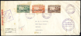 FRENCH 1943 (7 Dec) Envelope Reg To California, Franked By 'France Libre' 5c, 20c & 25c, Cancelled In Violet With Port V - Autres & Non Classés