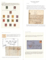 1781-1883 Small Collection Written Up On Leaves Comprising Two Pre-stamp Covers 1881 EL Rated At 1/6d Sent To The Campbe - Autres & Non Classés