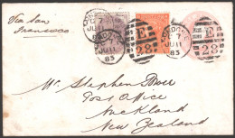 1883 1d Pink Stationery Envelope From London To New Zealand Uprated With Surface Printed 4d Pl.14 And 1d Postal Fiscal,  - Autres & Non Classés