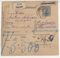 Hungary Parcel Card 1893 Szegszárd To Orahovica B240205 - Pacchi Postali
