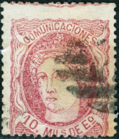 SPAGNA, SPAIN, FIGURA ALLEGORICA, 1870, FRANCOBOLLI USATI Mi:ES 99, Scott:ES 164, Yt:ES 105 - Gebraucht