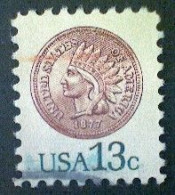 United States, Scott #1734, Used(o), 1978, Indian Head Penny, 13¢, Brown, Blue, And Bister - Used Stamps