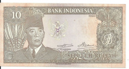 INDONESIE 10 RUPIAH 1960 AUNC P 83 - Indonesien