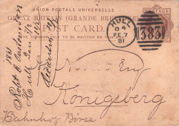 GREAT BRITAIN - POSTCARD ONE PENNY 1881 HULL - KÖNIGSBERG/DE / 5100 - Lettres & Documents