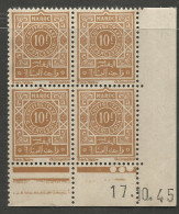 MAROC TAXE N° 52 Coin Daté 17/10/45 NEUF** SANS CHARNIERE  / Hingeless  / MNH - Postage Due