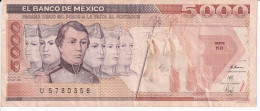 BILLETE DE MEXICO DE 5000 PESOS 28 MARZO 1989 (BANKNOTE) - Mexique