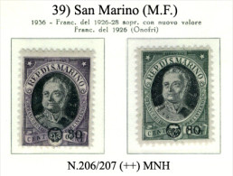 San-Marino-(M.F.)-0039 - 1936 - Sassone: N.206/207 (++) MNH - Neufs