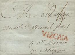 D.P. 11. 1787 (20 AGO). Carta De San Sebastián A Saint Brieuc (Francia). Marca Nº 12R. Rara. - ...-1850 Préphilatélie