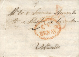 D.P. 14. 1830 (29 OCT). Carta De Benavente A Valladolid. Marca Nº 6R. Muy Rara. - ...-1850 Préphilatélie