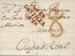 D.P. 14. 1807 (2 ABR). Carta De Villacastín A Ciudad Real. Marca Nº 2R. Preciosa Y Rara. - ...-1850 Préphilatélie