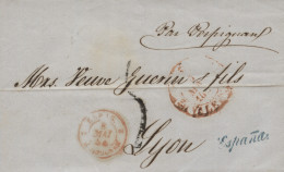 1854 (6 MAY). Carta De Valencia A Lyon (Francia). Preciosa. - Covers & Documents