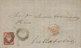 Ø 48 En Carta A Valladolid, El 13/8/1856. Marca Prefilatélica "Portugalete". Rarísima. Ex Colección Graus. - Lettres & Documents