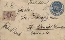 TURQUÍA. Sobre Entero Postal Con Sello Adicional, Circulado A Alemania, Año 1916. Al Dorso, Lacre. Rarísimo. - Briefe U. Dokumente