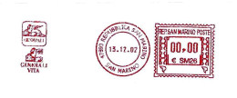 SAN MARINO - 2002 GENERALI Assicurazioni (leone S. Marco) - Ema Affranc.rossa Red Meter Su Busta Non Viaggiata - 1917 - Brieven En Documenten