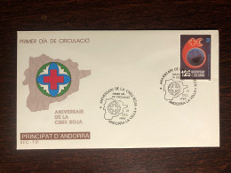 ANDORRA FDC COVER 1989 YEAR RED CROSS HEALTH MEDICINE STAMPS - Lettres & Documents