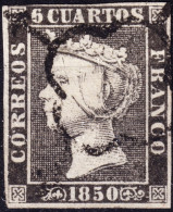 ESPAGNE / ESPANA / SPAIN 1850 Ed.1A 6c Negro (T.II, Pos.8) Inutilizado Con Araña Negra - Used Stamps