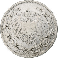 Monnaie, GERMANY - EMPIRE, 1/2 Mark, 1906, Munich, TB+, Argent, KM:17 - 1/2 Mark