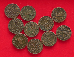 COLLECTION LOT GERMANY EAST AFRICA 1 HELLER 10PC 40G #xx40 1027 - Deutsch-Ostafrika