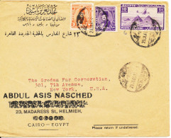 Egypt Cover Sent To USA 29-1-1946 (tears At The Top Of The Cover) - Covers & Documents