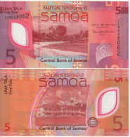 SAMOA  New 5 Tala  PW47  (2023   POLIMER )  ZZ = REPLACEMENT Serie   " Beach At Front +  Homes  At Back"   UNC - Samoa