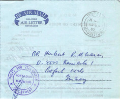 MAURITIUS - AEROGRAMME 1982 - KARLSRUHE/DE / 5136 - Mauritius (1968-...)