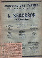 Manufacture D'Armes De Chasse Et De Tir Bergeron Saint Etienne Tarif 1938 - Advertising